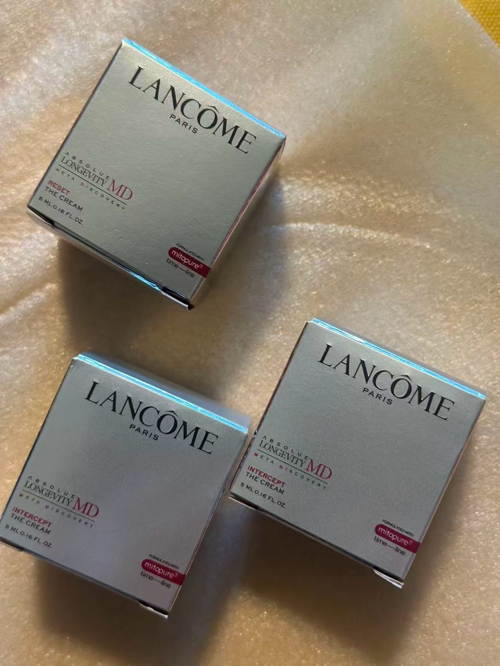 Lancome Silver and Pink Skincare Moisturizer Boxes